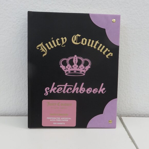 (#121) Juicy Couture Hardcover Black and Lavender Sketchbook - Picture 1 of 4